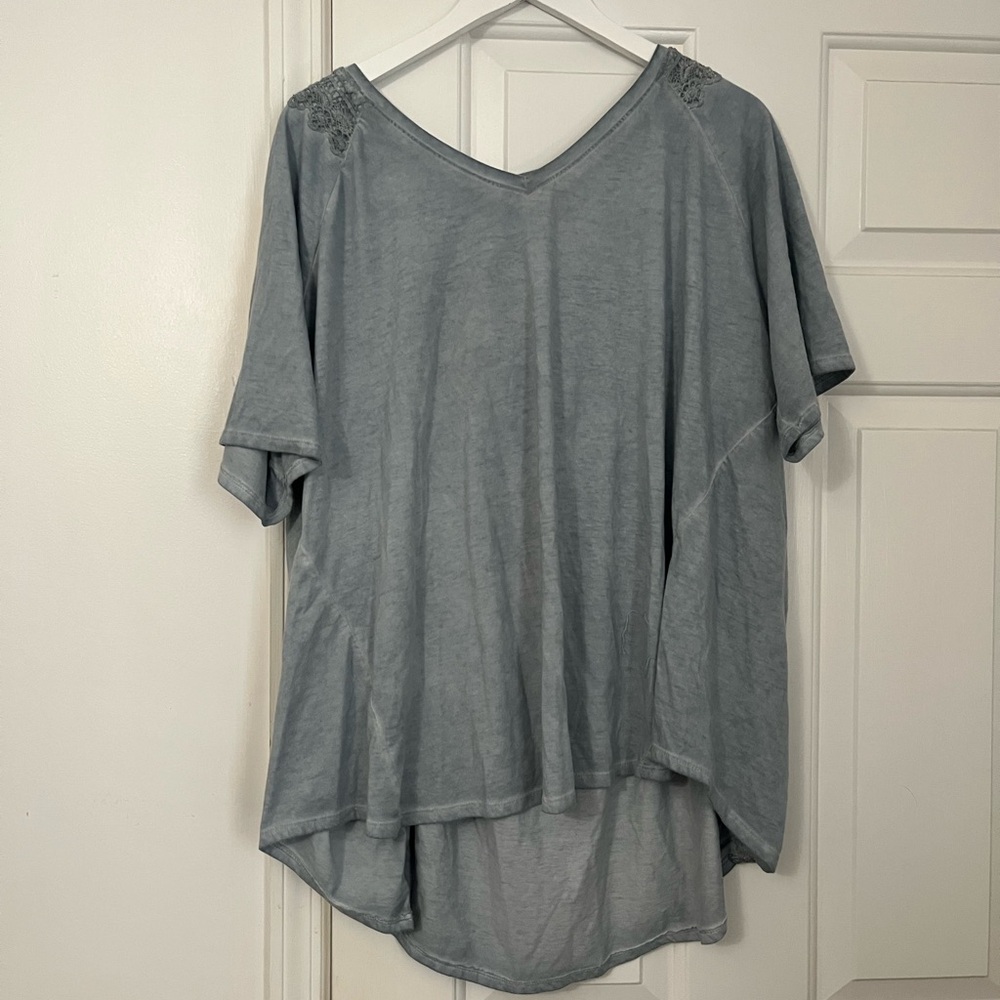 Gray Short Sleeve Boxy Tunic Top